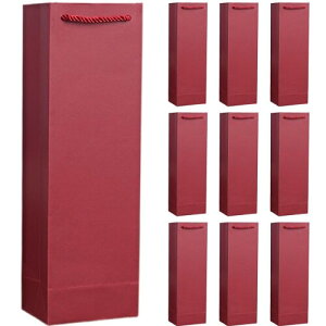 Chicer ワインバッグ 紙袋 ギフト用 ワイン 袋 おしゃれ (ワインレッド, シングル10枚)