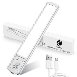 AMERTEER モーションセンサー LED バーライト、USB 充電式 クローゼット LED 読書灯、マグネット式、キャビネットライト、明るさ調整機能付き、洗面所・キッチン・階段に最適.