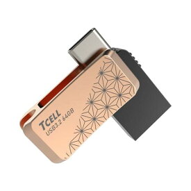 TCELL 芸妓のロマン 64GB Type-C/ USB3.2 Gen1-A/両コネクタ搭載 OTG USBメモリー (浅葉文金) 亜鉛合金 対応 usbメモリー iPhone/iPad/iPod/Win/Mac/iPad Air/mini/Android
