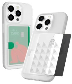 Goospery レール 2 カードケースはiPhone 15 Pro Caseに対応、(2枚のカードスロット)(軽量+ソフト保護) ユーザーフレンドリークレジットカードホルダー ? マットクリアIP15P-RC-MCLR