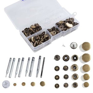 ミライヤ レザークラフト バネホック打ち具セット バネホックセット 60組 5種類 ホック打ち工具 ジャンパーホック スナップボタン ジーンズボタン 手芸 ハンドメイド 革 DIY 手作り 収納