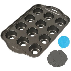 JUNART12個分のマフィン型、取り外し可能な底、丸型デザイン、シリコンブラシ付き、カップケーキ/マフィンの焼成に適しており、耐熱性のオーブンに対応、簡単に外せて再利用可能です