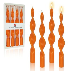 手作りらせん状のテーパーキャンドル 蝋燭 スパイラルキャンドル 人気 ろうそく 結婚式 家居裝飾 無香気 ロウソク 4個入り (#17-10inch, Orange)