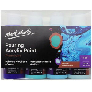 Mont Marte AN|[OGZbg CmF h Pouring Acrylic Set 4 x 120ml yC ~bNXς Premixed LoX ؍ x@۔ CSyȂǗlXȕ\ʂɓKp