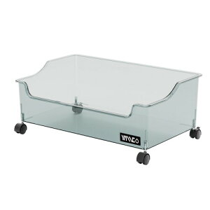 クリアーリュックが置けるカート、デスク下用大容量ランドセルワゴン、リビング学習品 荷物置き、キャスター付き机の下で出し入れもスムーズのバスケット (クリアー, M)