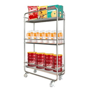 susunnus 隙間ラック 隙間収納25cm以上スペース適用 ステンレス防錆 透明PUキャスター付き キッチンワゴン 細い棚 収納ワゴン キッチンラック トイレ収納 組立簡単 多機能 (幅51*奥行き25*高