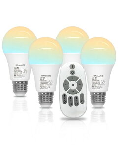 ORALUCE LED電球 E26口金 60W相当 リモコン付き 調光電球 9W 810LM 昼光色 昼白色 電球色 遠隔操作 常夜灯 広配光 高輝度 高演色 日本語取扱説明書 4個セット