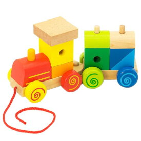 (デバリエ)木のおもちゃ 知育玩具 誕生日プレゼント 出産祝い ブロック プルトイ 汽車のオモチャ 女の子 男の子 ギフト 木製 引いて遊ぶ 出産祝い