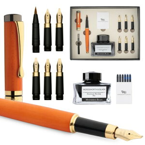 Wordsworth & Black Calligraphy Pen Gift Set, �C���N�r�A6�̃C���N�J�[�g���b�W�A�C���N�R���o�[�^�[�A6�̑ւ��j�u�A�����|�A�W���[�i�����O�A�������X���[�Y�ȃy�� (�`�F���[�E�b�h)