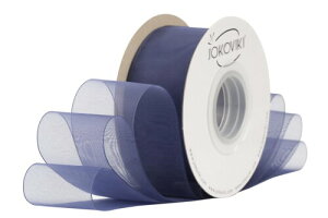 ネイビーオーガンジーリボン 38mm幅 - ギフト包装、ブーケ、リボン、フラワーアレンジメント、ウエディングドレス、クリスマスツリー飾りに最適 - 45メートル/巻