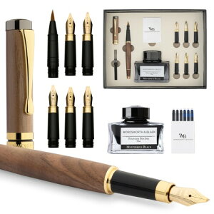 Wordsworth & Black Calligraphy Pen Gift Set, �C���N�r�A6�̃C���N�J�[�g���b�W�A�C���N�R���o�[�^�[�A6�̑ւ��j�u�A�����|�A�W���[�i�����O�A�������X���[�Y�ȃy�� (�u���E���E�b�h)