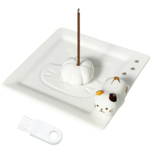 Umora お香立て 線香立て 猫 皿 かわいい アロマ インテリア 猫香炉 お香 線香炉 リラックス 立体猫 癒しグッズ(三毛猫)