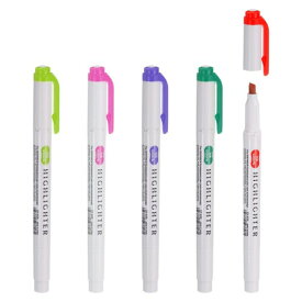 PATIKIL 蛍光ペン 1セット/5個 広いチップ蛍光ペン アソートカラー 速乾性 カラーリングパステルマーカー ローズレッド/レッド/ダーク緑/緑/パープル