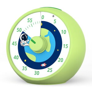 子供用60分ビジュアルタイマー 教室&キッチン用カウントダウンタイマー 勉強用デスクタイマー レインボー柄の子供用タイムマネージャーツール (プラネット グリーン)