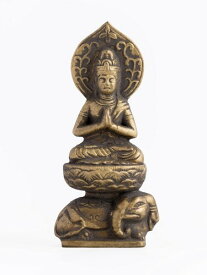 仏像 普賢菩薩（小7.4cm/古美金）仏師：渡辺景秋 原型＿（辰・巳年生まれ）十二支守り本尊 干支 高岡銅器 (KKふげんぼさつS)