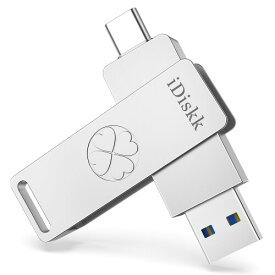 iDiskk 超高速ソリッドステート128GB iPhone15対応フラッシュメモリ USB3.2 Gen2 最大読取り速度500MB/s ハイスピードOTG外付けUSBディスク スマートフォン外部ストレージ 高速データ転送 Type-CのiPho