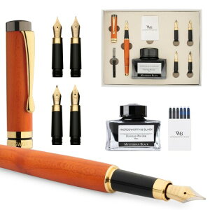Wordsworth & Black Fountain Pen Gift Set, �C���N�r�A6�̃C���N�J�[�g���b�W�A�C���N�R���o�[�^�[�A4�{�̑ւ��y����A�����|�A�W���[�i�����O�A�J���O���t�B�[�A���炩�ȏ������̃y�� (�`�F��