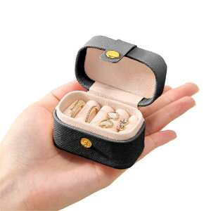 IM-Doiry ミニアクセサリーケース ジュエリーボックス 携帯用 小箱 ジュエリー 宝石箱 小さめ ジュエリー収納 アクセサリーケース 小物入れ 持ち運び 指輪 ピアス (ブラック)