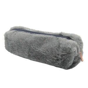 (APOSITV)ファー ペンケース シンプルカラー ふわふわ モコモコ 柔らか 筆箱 小物入れ コスメポーチ (グレー)
