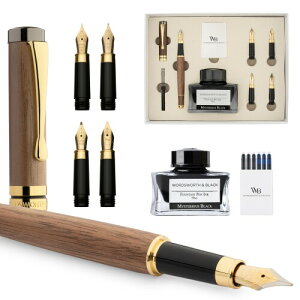 Wordsworth & Black Fountain Pen Gift Set, �C���N�r�A6�̃C���N�J�[�g���b�W�A�C���N�R���o�[�^�[�A4�{�̑ւ��y����A�����|�A�W���[�i�����O�A�J���O���t�B�[�A���炩�ȏ������̃y�� (�u���E