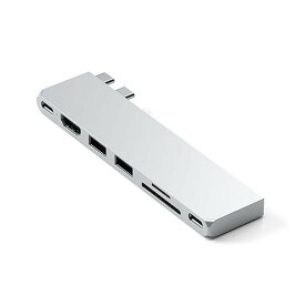 Satechi USB-C Pro ハブ スリム (シルバー) 多機能USB4, 4K 60Hz 出力, USB3.2 Gen 2, SD/MicroSDカードリーダー, 100W PD充電, USB-A 10Gbps高速転送 USB-Cデータポート (MacBook Pro/Air M2 M3など対応)
