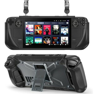 DMaos Steam Deck保護カバー、脚立、TPU、PCカバー、SteamDeck緩衝部品、肩ベルト付き-黒