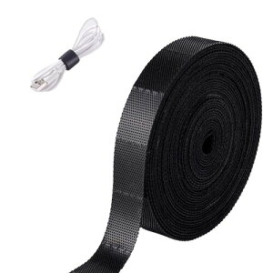 Neyiemケーブル結束バンド 配線整理 収納 固定 ケーブルバンド マジックテープ 纏める 配線まとめ 結束テープ 結束バンド 繰り返し使用可能 両面 マジックテープ用 (黒色-5M (ちぎれるタイ