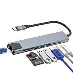 USB C ハブ ドッキングステーション Hdmi+USB3.0+Type-c+マイクロsd+SDカードリーダー+Lan ハブ(8in1)同時きゅうそく充電タイプc 変換アダプタカードリーダーたいぷc急速充電器Apple IPhone15 Pro Max Ipad
