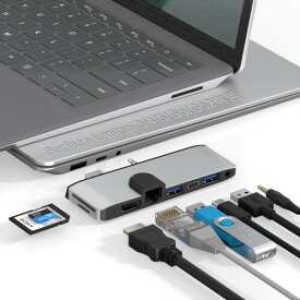 Surface Laptop 5 USBハブ 4K HDMI 100Mbpsイーサネット USB 3.0 Type Cデータ転送 SD TFカードスロット 3.5mmオーディオ マルチポート拡張 マイクロソフト サーフェイス ラップトップ3|4|5|Surface Laptop Go2|Go
