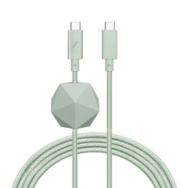 Native Union Type-C Desk Cable - USB-C to USB-C 8ft 滑り止めアンカーノット付き 充電ケーブル iPhone 15, MacBook Pro 13" M3, Air 13"/15", Surface Go 3対応 (Sage)