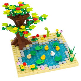 ブリックバウンティ246pcsファーム-レンガアヒル-池ビルディングブロックセットレゴ植物と互換性のある蓮の葉-花-小枝-水DIY-おもちゃギフト子供男の子女の子