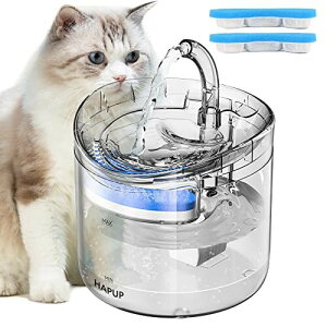 HAPUP猫 みずのみ 自動給水器 猫 水飲み器 ペット給水器 循環式の透明な猫の飲用噴水 1.8L大容量 2枚活性炭フィルター 1個USB静音水中ポンプ ネコ パピー用