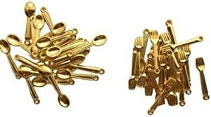 (NaturalMelody) フォーク30個・スプーン30個 チャーム 金色 デコ 飾り アクセサリーパーツ ハンドメイド材料 クラフト ミニチュア スイーツデコ