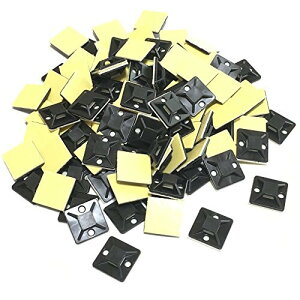 RedBeryl 選べる 結束バンド用 タイ マウントベース 粘着テープ付 インシュロック 配線 固定 ケーブルタイ (25mmx25mm 黒 30個)