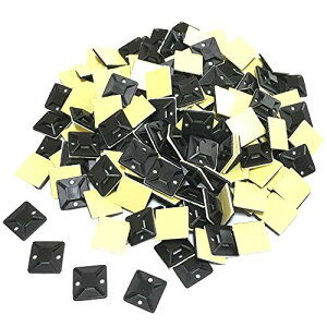 RedBeryl 選べる 結束バンド 用 タイ マウントベース 粘着テープ付 インシュロック 配線 固定 ケーブル 固定具 (20mmx20mm 黒 30個)