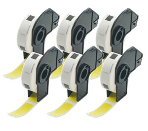 BETCKEY 感熱紙 DK-1204 ブラザー ラベル プリンター ロール 互換 ラベルシール BROTHER 17x54mm 400枚 QL-550 QL-650TD QL-700 QL-800 QL-820NWB ql-1060n対応 上質紙 6個 黄