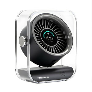 ホシノン(HOSHINON) 卓上扇風機 静音 小型 USB充電式 デスクファン タイプC 首振り 強力 ミニ扇風機 卓上ファン コンパクト ClearAir 1 (国内メーカー) (ブラック&グレー)