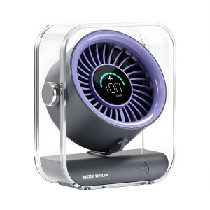ホシノン(HOSHINON) 卓上扇風機 静音 小型 USB充電式 デスクファン タイプC 首振り 強力 ミニ扇風機 卓上ファン コンパクト ClearAir 1 (国内メーカー) (グレー&パープル)