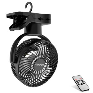 キャンプ 扇風機 クリップ 卓上 吊り下げ USB充電式 リモコン付き 静音 小型 風量調節可能 LEDライト搭載 キャンプ アウトドア 黒 AWANFI