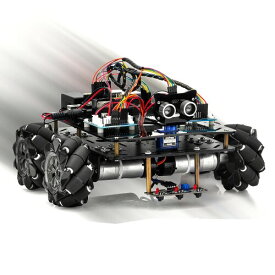OSOYOO 産業研究開発用 ロボットカー Arduino適用 スマートロボット 4WD 80mm メカナムホイール DC12V モーター STEM 教育 360°全方向移動 Omni directional (カーシャーシ+ Arduino用電子部品キット バッ