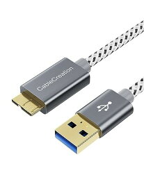 USB to MicroB, CableCreation USB3.0 to MicroUSB ケーブル ショート編組USB 3.0 - Micro USBコード 外付けハードドライブ、HDカメラ、Samsung Note 3 / Galaxy S5 / N9000など対応 スペースグレー 0.3M