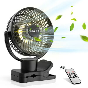 卓上扇風機 クリップ 360度自動首振り 10000mAh USB充電式 リモコン付き 静音 小型 風量調節可能 LEDライト搭載 キャンプ アウトドア 熱中症対策 黒 AWANFI