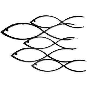 Funrous Nautical Fish Metal Wall Decor School of Fish EH[A[g _A[g i  qCX^C   O z[ xbh[ ItBX p(40.6 x 15.2 cmAVbNȃX^C)