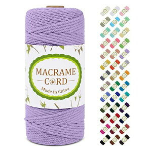 LEREATI マクラメロープ 3mm x 100m ナチュラルコットン マクラメ 糸 マクラメ 紐 綿糸 太毛糸 DIY 手編みロープ 壁掛け 鉢植え装飾 編み物 工芸品 (パープル)