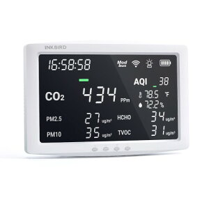 INKBIRD WiFiCij^[ _YfZxv @\ Ɩp u8-in-1FCO2Zx AQI PM2.5 PM10 HCHO TVOC xv xvv LED ԕ\ CO2Zx NDIR C  