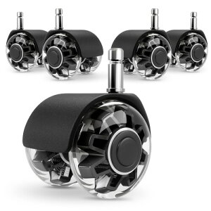 プラグイン椅子キャスター 交換 - 11MM X 22MM(5個セットウレタンキャスター)300KG高い耐荷重、スライディング静音、OAチェア、オフィスチェア、ゲームチェア用、床を保護、すべての床