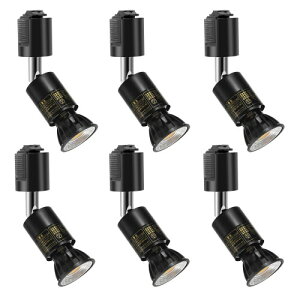Pispoer ダクトレール用スポットライト - E26口金LED電球付き- 5.5W(ハロゲン電球60W相当)RA95 550LM 非調光 ビーム角90度-ダクトレールライト-付 LED電球 昼白色5000K+ブラック 器具セット (6個セッ