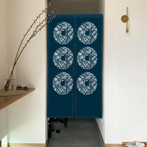 Qinunipoto 暖簾 和風 家紋 六文銭紋 のれん シンプル風 幅72cm丈120cm インテリア 出入り口 目隠し おしゃれ すだれ 遮光 部屋 間仕切りカーテン 門カーテン ポリエステル製 オーダー可 簡単