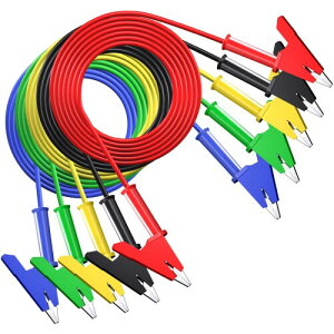 Cleqee 5�{�g 1m �f���A���G���h���j���N���b�v�e�X�g���[�h 1000V 15A ���j���N���b�v�R�[�h�Z�b�g ���[�A���Q�[�^�[�N���b�v���C�� �≏�̃N���b�v�t���P�[�u�� �d�C�e�X�g�p�t���L�V�u