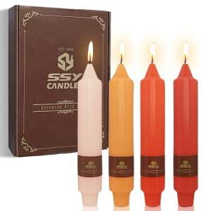 ピラーキャンドル 手作りテーパーキャンドル キャンドル セット 長い燃焼時間 ろうそく 結婚祝い ロウソク プレゼント ホームデコレーション用 4個入り (orange gradient, 17.6cm)